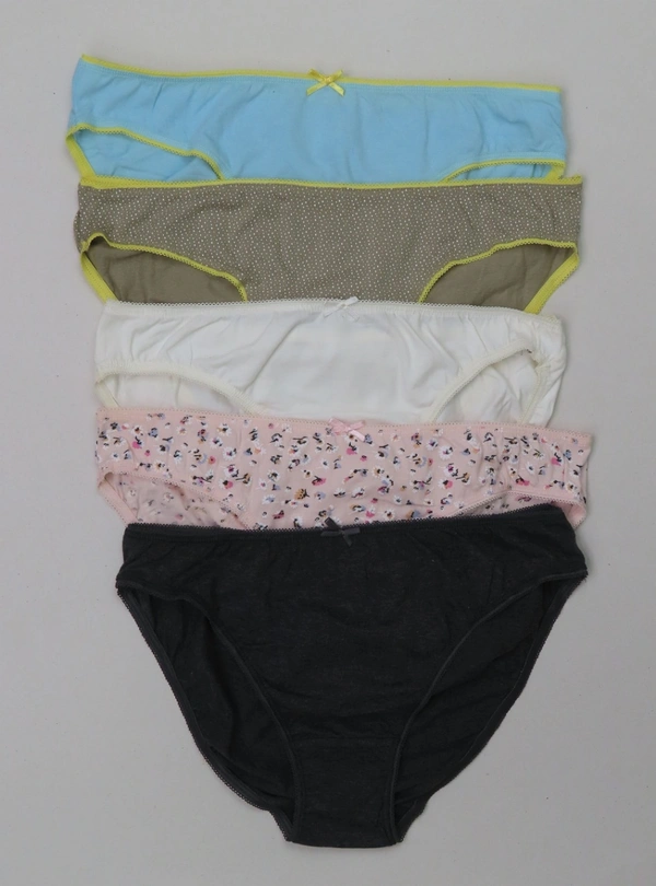 #W11878PO5B1 Twenty 4 and CLOSET TWENTY 4 LADIES 5 PACK BIKINI BRIEFS 5B1 - Mixed Colours, S