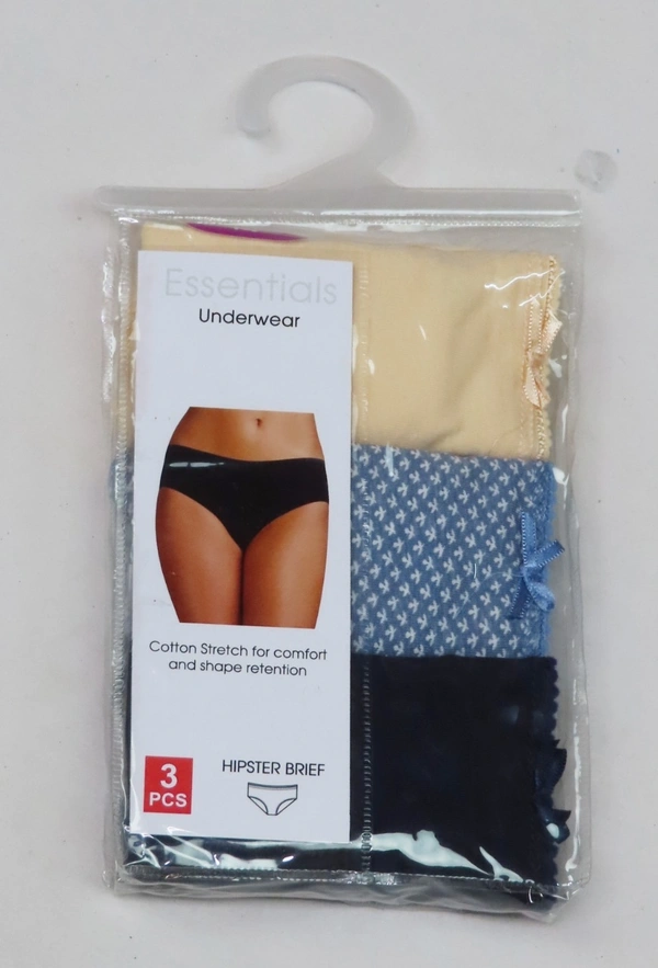 #W12052H3 REDTAG LADIES 3 PACK STRETCH HIPSTERS 2H3 - Mixed Colours, 80 cms