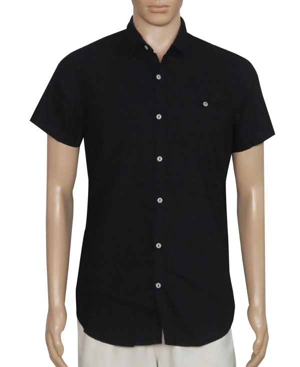 #M9520A4 SPLASH MENS WOVEN COTTON SHIRT  OA4 - Black, XS