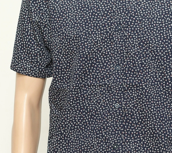 #M9184N1 ELGHTHAVENUE  MENS SLIMFIT COTTON SHIRT  4N1 - Navy AOP, L