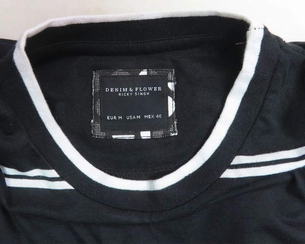 #M9872E1 Denim &Flower  DENIM&FLOWER STRIPED TSHIRT 2E1 - Black /White  Striped, S