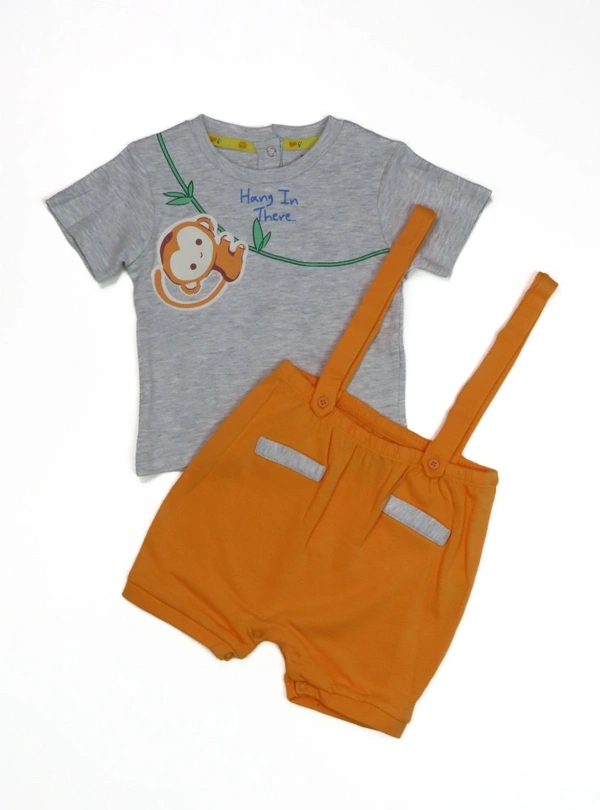 #A30690A2 Neutral BABY BOY 2 PIC SET 0A2 - Grey / Melange / Orange, 0-3m