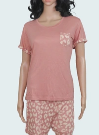 #W11892B1 ZEEMAN ZEEMAN LADIES VISCOSE SHORTY PYJAMA SET 2B1 - Dusty pink, M