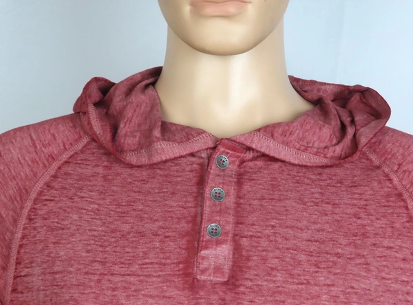 #M10127AOS2 Silver Jeans  SILVER JEANS HOODED LONG SLEEVE T SHIRT OS2 - Burgundy, L