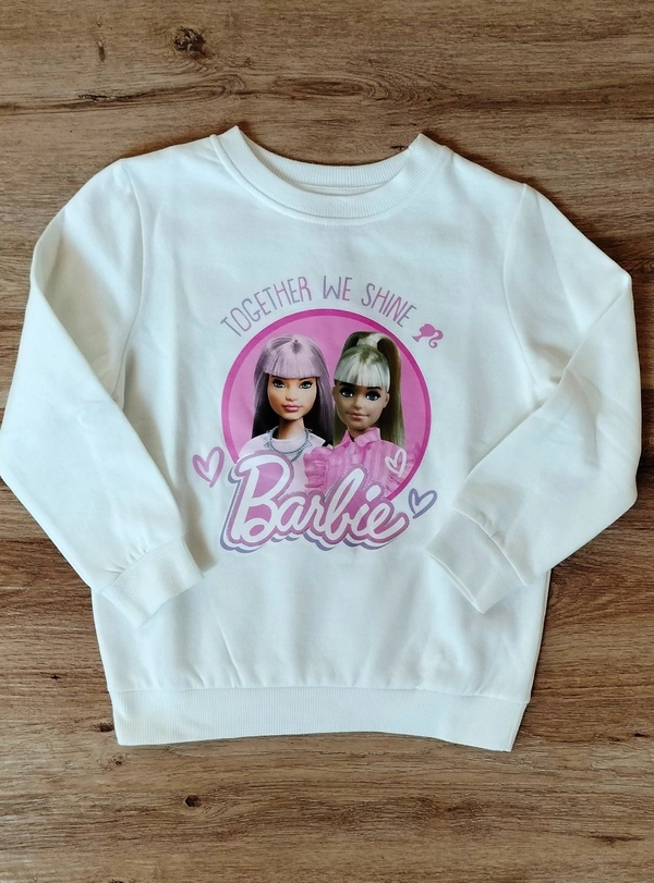 #G21082A6 Barbie BARBIE GIRLS PULLOVER SWEAT TSHIRT  2A6 - White, 4-5y