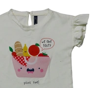 #30149A1 C&A BABY GIRLS PRINTED N APPLIQUE  TOP - 3/6m