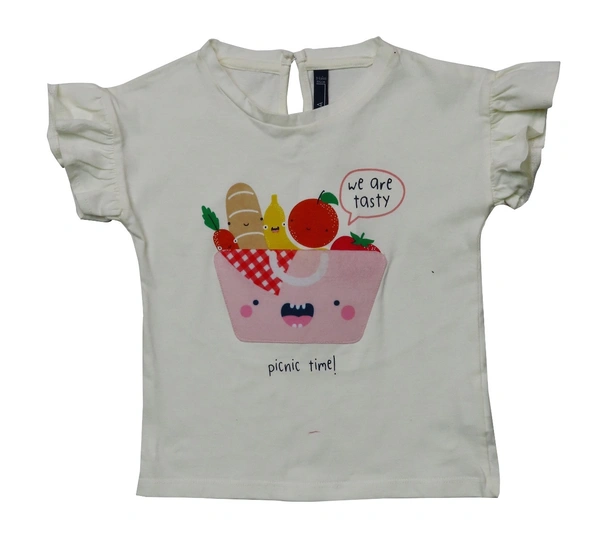 #30149A1 C&A BABY GIRLS PRINTED N APPLIQUE  TOP - 12/18m