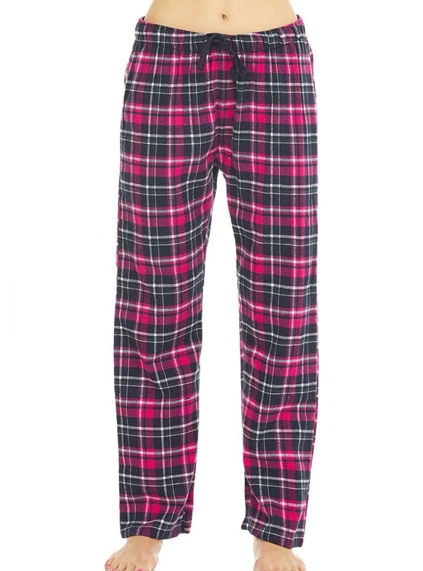 #W12407C CARNIVAL INTIMTES CARNIVAL LADIES FLANNEL LOUNGE PANTS - Fuchsia/Dark Navy Checked, L