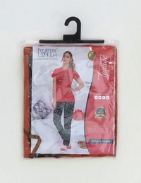 #W11899A ESSANZZA ESSANZZA LADlES PRINTED PYJAMA SET 99A - orange, M