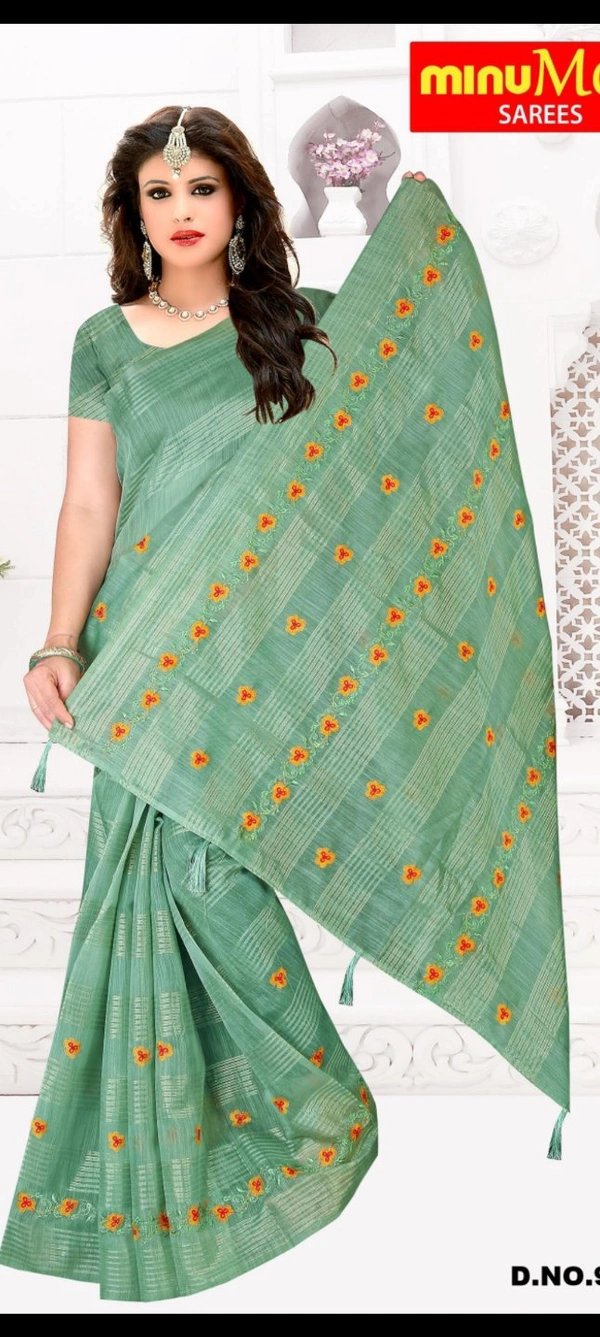 #DN9834 minu  Trishika Chanderi Cotton Saree 9834 - as image, 5.5