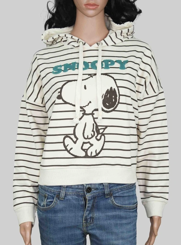 #W11954A PEANUTS PEANUTS LADIES CROPPED SWEATSHIRT 54A - XS, white and line