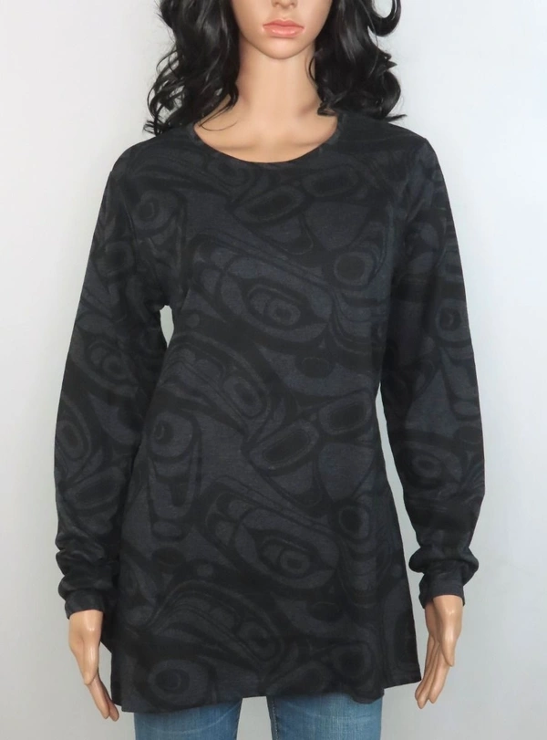 #W12379A Rocky Mountaineer  Rocky Mountaineer Fancy Long Top 79A - Black AOP, M