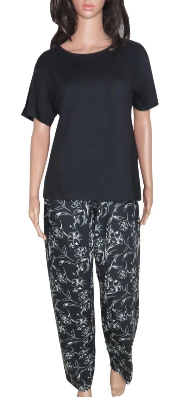 #W11696A PRIMARK LADIES PRINTED PAJAMA SET 96A - Black Combo, XS
