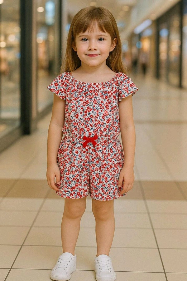 #G21909A2 S4S Girl Printed Dungaree  - Just Right, Good Quality, 4Y