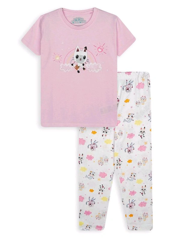 #G21906A7 Gabby's Dallouse  Girl Printed Pyjama Set 6A7 - Pink, Good Quality, 9 Years