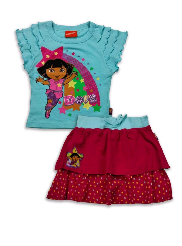 #NICKELODEON Girls Printed Skirt Set - Maroon, 5y, Good Quality