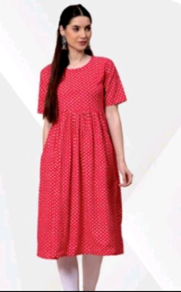 #FBKR0138 FANCLUB  FABCLUB COTTON PRINTED FLARED WOMEN KURTI 138 - Pink, 2XL