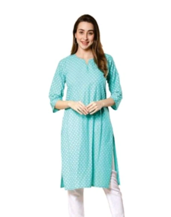 #FBKR0126 FABCULB FANCLUB COTTON PRINTED FLARED WOMEN KURTI 126 - Aqua, XL