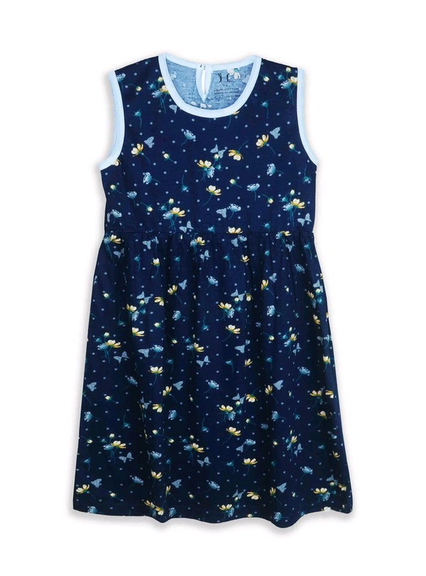#SG21542F6 Little High Girls Navya Flaral Dress - Ultramarine, Good Quality, 11/12 Years