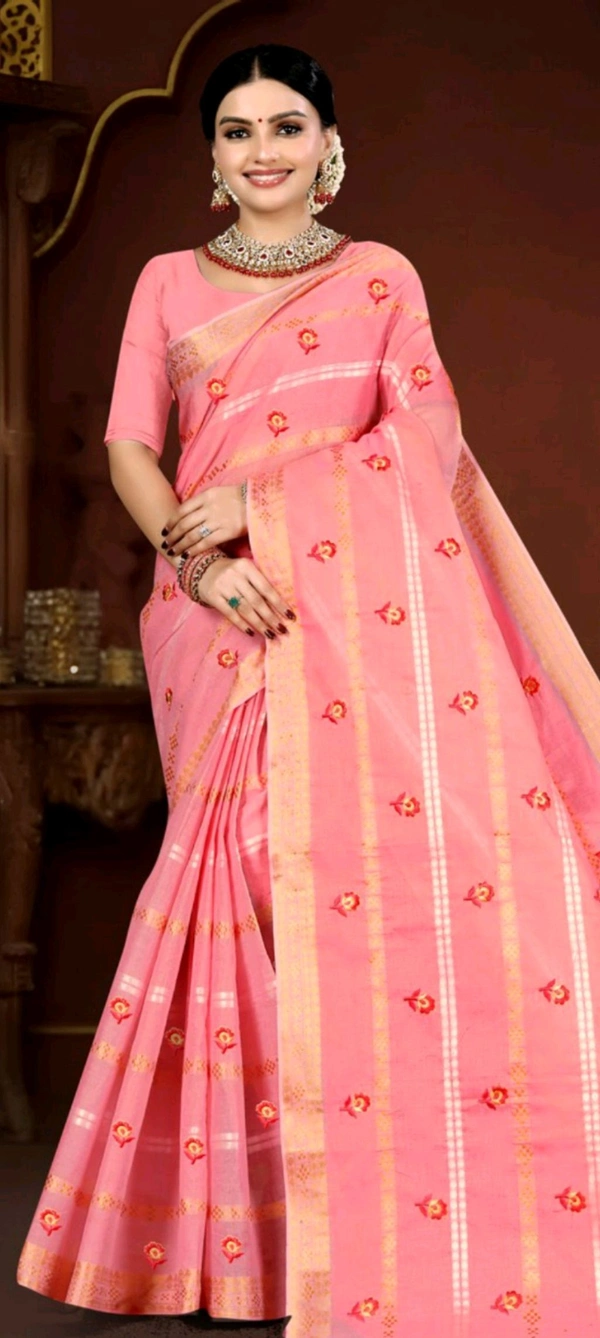 #Minu Norita Embroidery Saree 378 - as image, 5.5