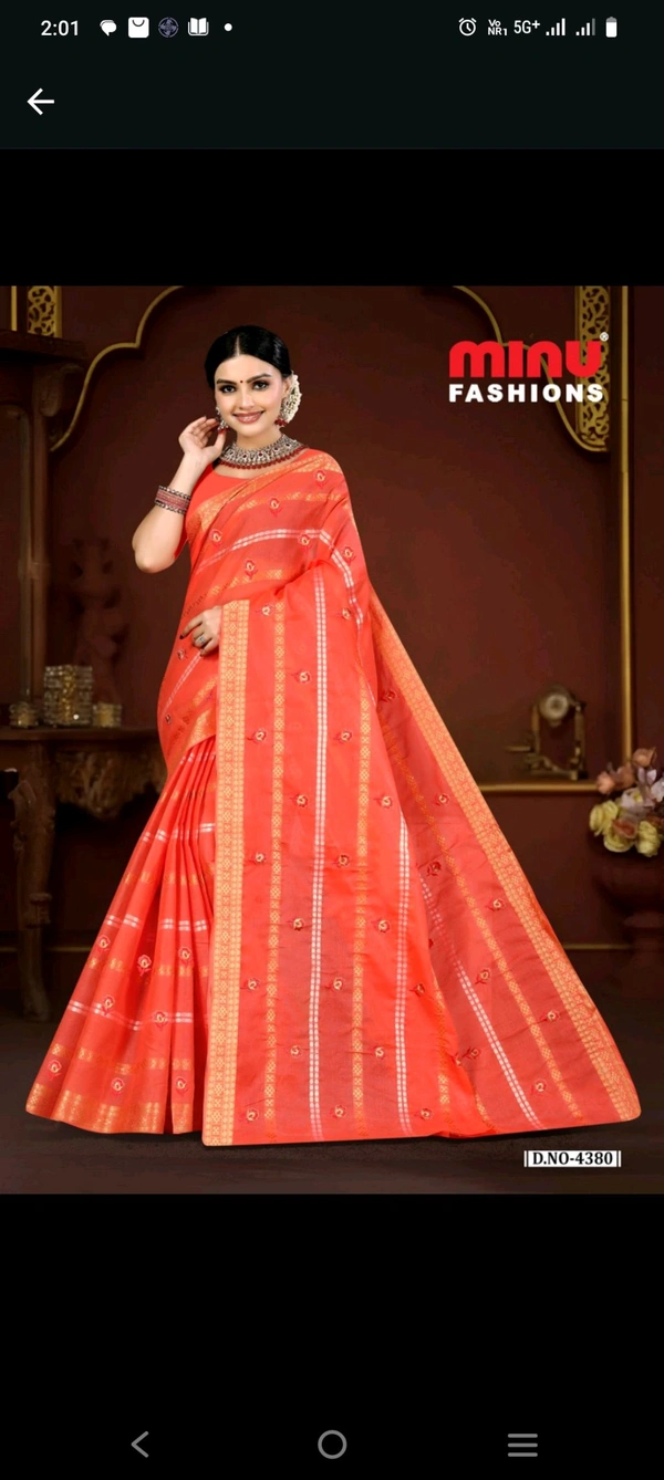 #Minu Norita Embroidery Saree 380 - as image, 5.5
