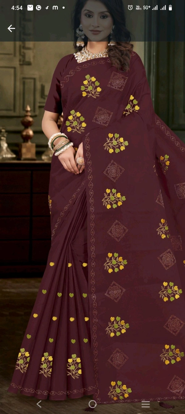 Diamond Rose Embroidery Saree 251 - as image, 5.5