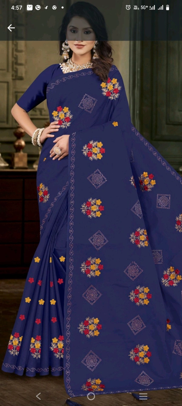 #Minu Diamond Embroidery Designer Saree 255 - as image, 5.5