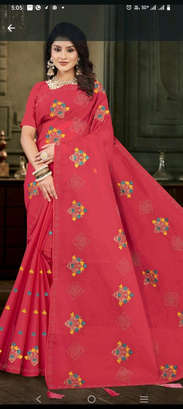 #Minu Diamond Embroidery Designer Saree 254 - 5.5, as image