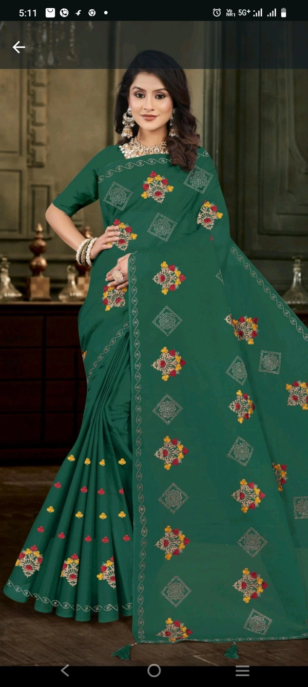 #Minu Diamond Embroidery Designer Saree 249 - as image, 5.5