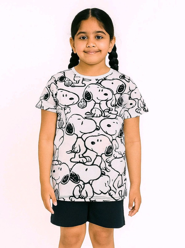 Disney  Girls Printed Shortyset - White, 5-6 Y, Good 👍🏻
