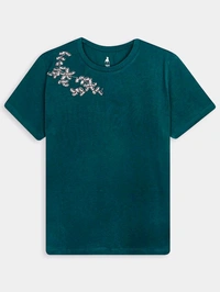 CUDAIDA Ladies Sequins Top 9A2 - Sherpa Blue, XS