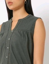 LEE COOPER  Ladies Embroidered Button Down top 84A - Gray, L