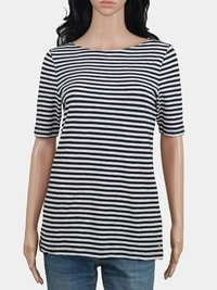 MARC O POLO Ladies Striped Boat Neck T-shirt 8B1 - Black /White, M