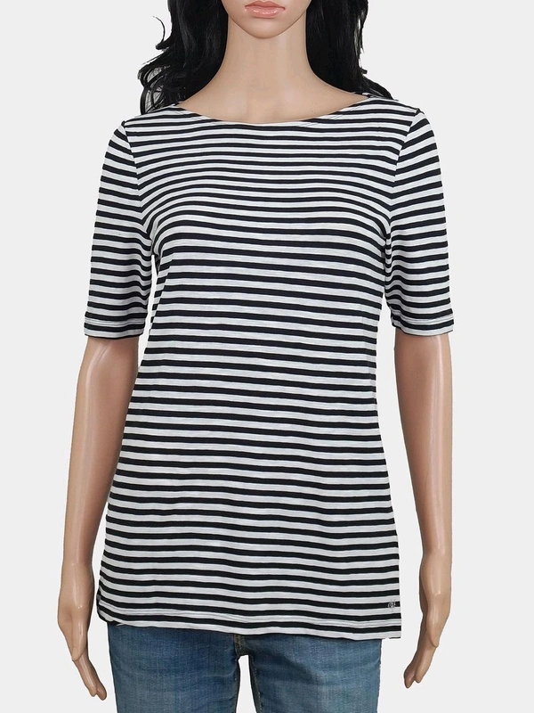 MARC O POLO Ladies Striped Boat Neck T-shirt 8B1 - Black /White, M
