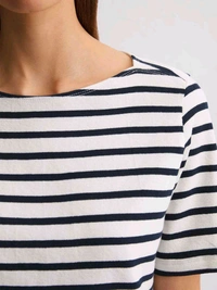 MARC O POLO Ladies Striped Boat Neck T-shirt 8B1 - Black /White, M