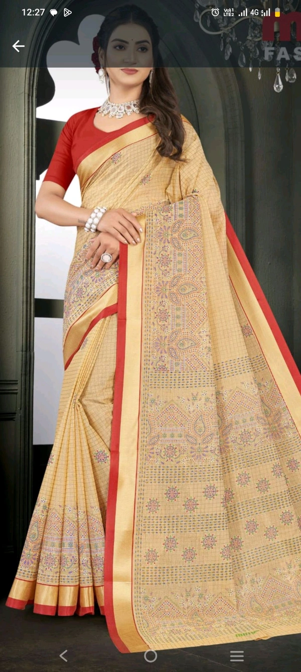Minu Chitra Saree 583 - Box, Buttermilk, 5.5