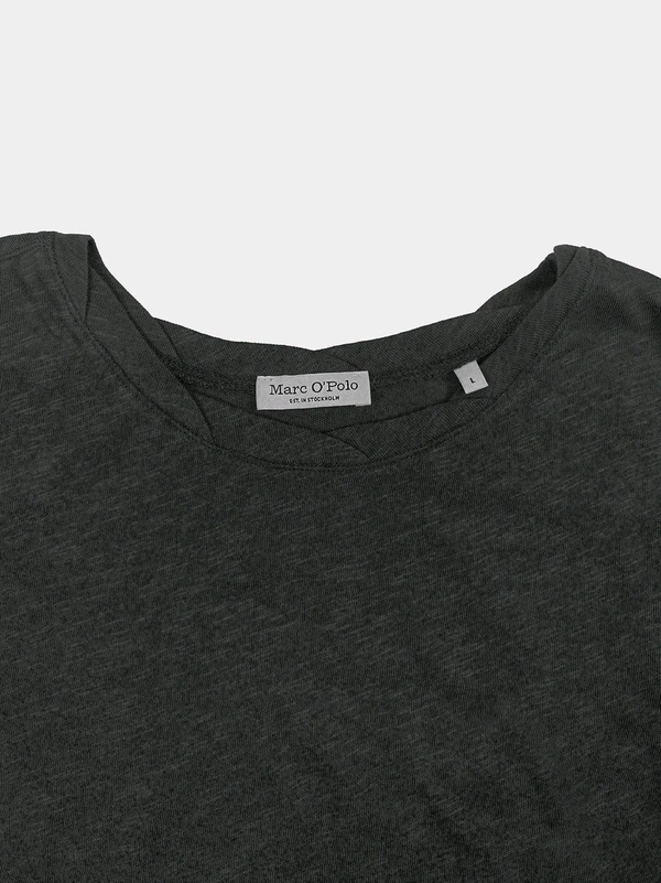 MarcPolo Ladies Slub Knit Long sleeve TSHIRT 7B1 - Black, M