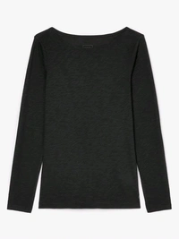 MarcPolo Ladies Slub Knit Long sleeve TSHIRT 7B1 - Black, XL