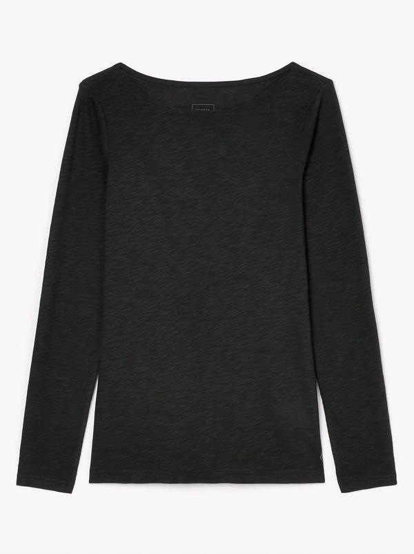 MarcPolo Ladies Slub Knit Long sleeve TSHIRT 7B1 - Black, XL