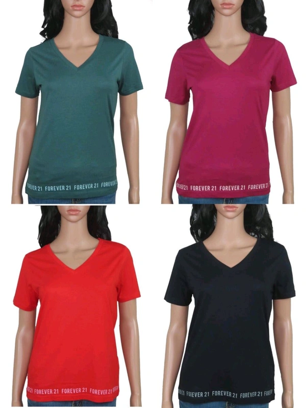FOREVER 21 Ladies V Neck Mixed T -Shirt XF3 - Mixed Color, S