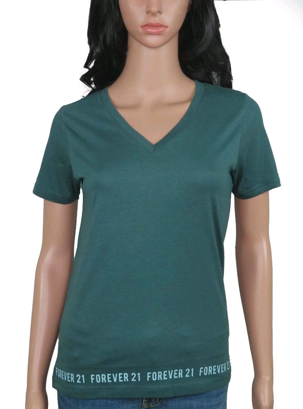 FOREVER 21 Ladies V Neck Mixed T -Shirt XF3 - Mixed Color, M