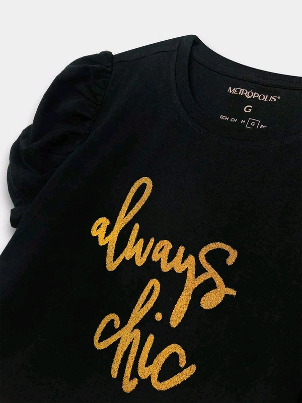 W1323A3 Ladies Stretch Bling Black Tshirt 3A3 - Black, M