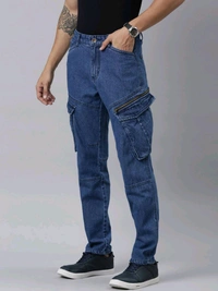 MENS DENIM  Navy cargo Jeans 6B1 - Navy Blue, 36