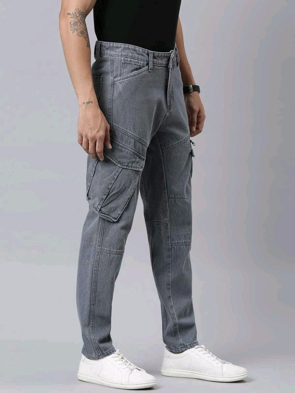 CINOCCI  MENS DENIM  Navy cargo Jeans 6C1 - Gray, 30