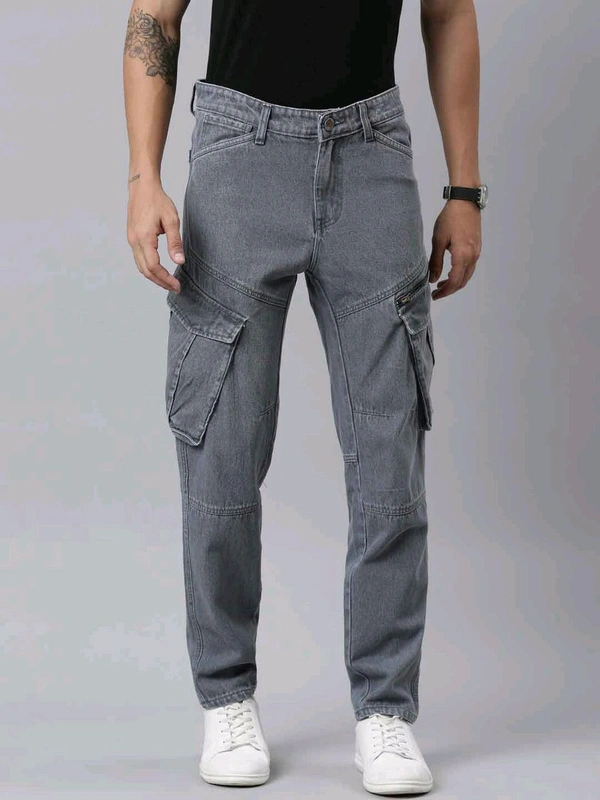 CINOCCI  MENS DENIM  Navy cargo Jeans 6C1 - Gray, 34