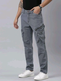 CINOCCI  MENS DENIM  Navy cargo Jeans 6C1 - Gray, 34