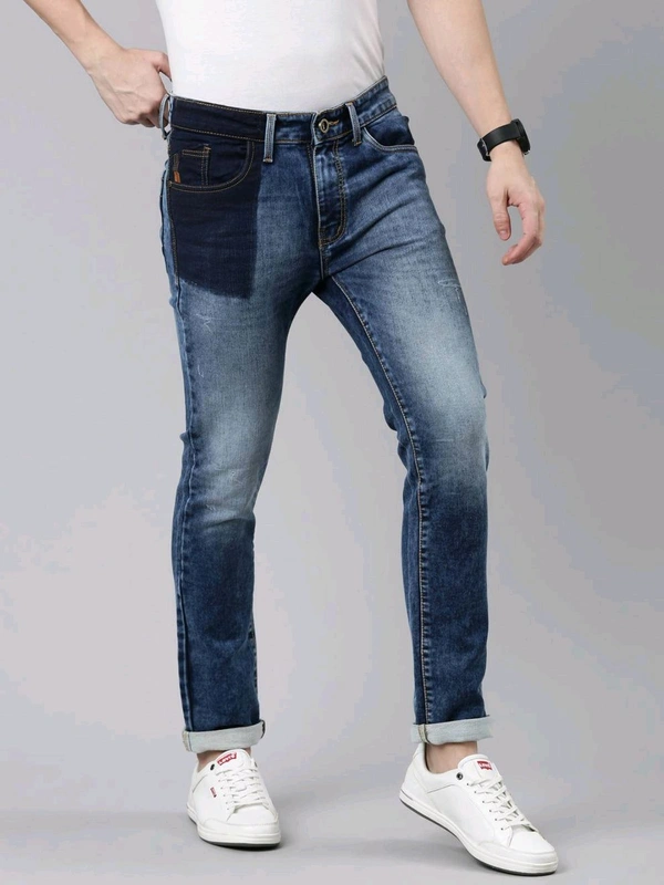 CINOCCI  Mens Slim Fit Denim Jeans 5A1 - Cornflower Blue, 30, 0.400