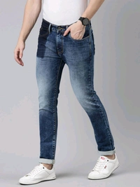 CINOCCI  Mens Slim Fit Denim Jeans 5A1 - Cornflower Blue, 34, 0.400