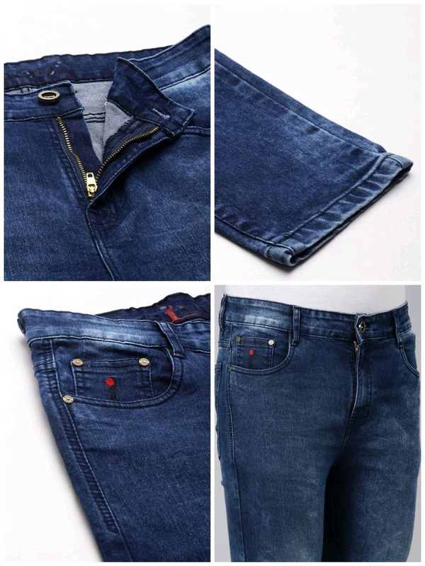 Mens Slim Fit Denim Jeans 1A1 - Cornflower Blue, 36
