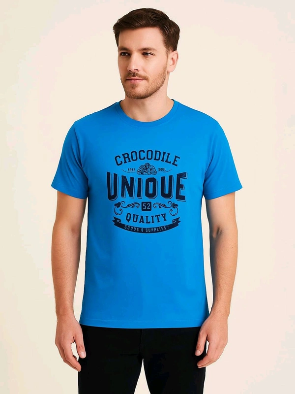CROCODILE  Mens Printed Blue T-shirt 6C1                        - Royal Blue, L, 0.200